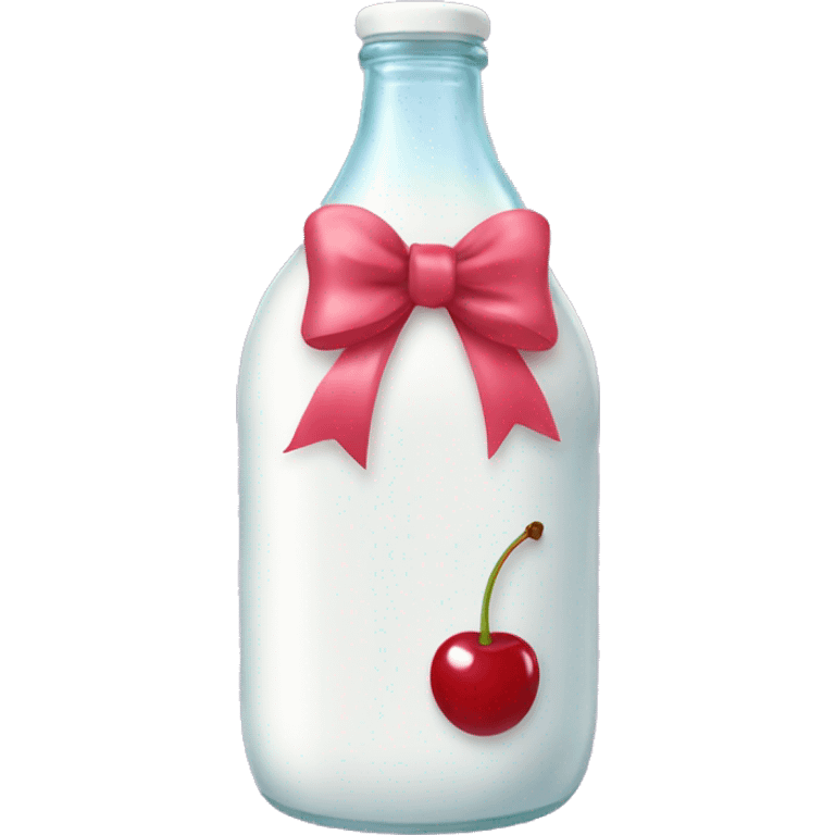 aesthetic milk bottle with cherry bow emoji