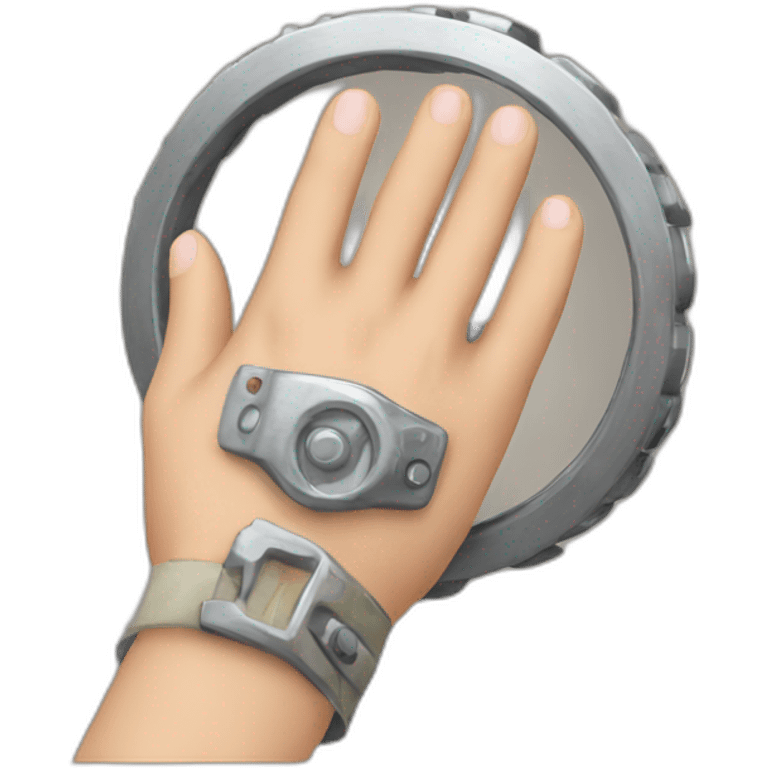 Engineer hand with iron pinky ring emoji