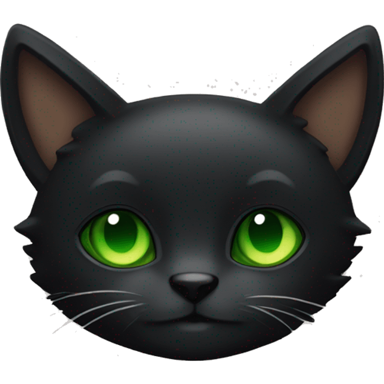 make a black cat but make part of the bear white and have green eyes emoji