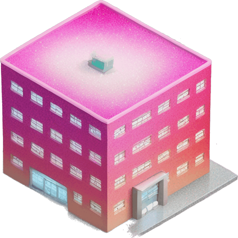 Pink ombre hospital building with glitter emoji