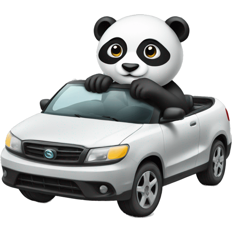 Panda driving car emoji