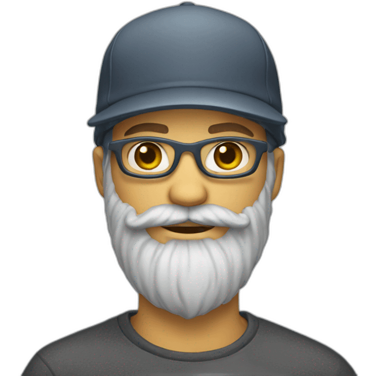 Skater with a gray hipster beard emoji