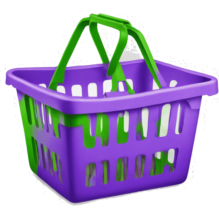 shopping basket violet white green emoji