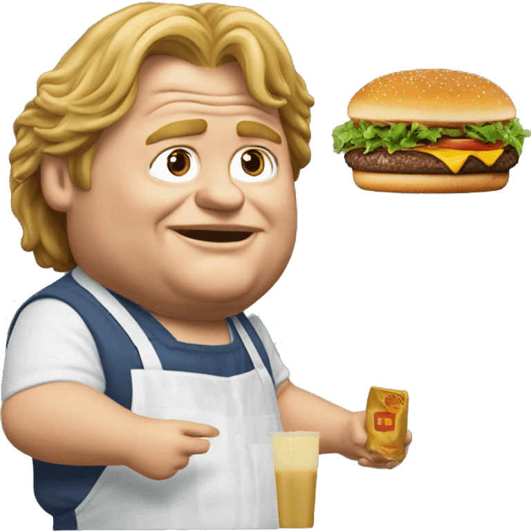 Chris Farley cooking hamburgers at McDonald’s  emoji