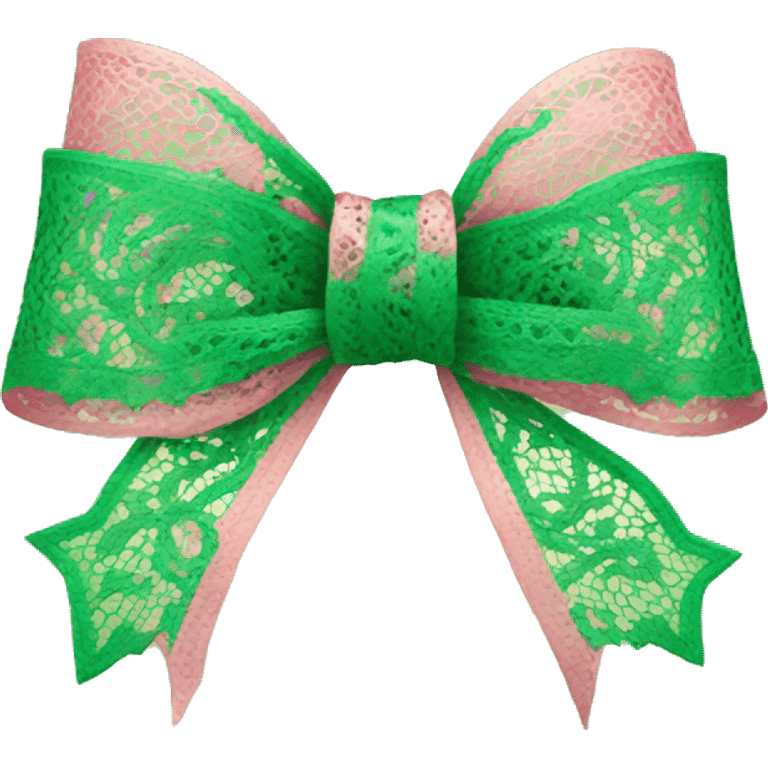 green and pink lace bow emoji