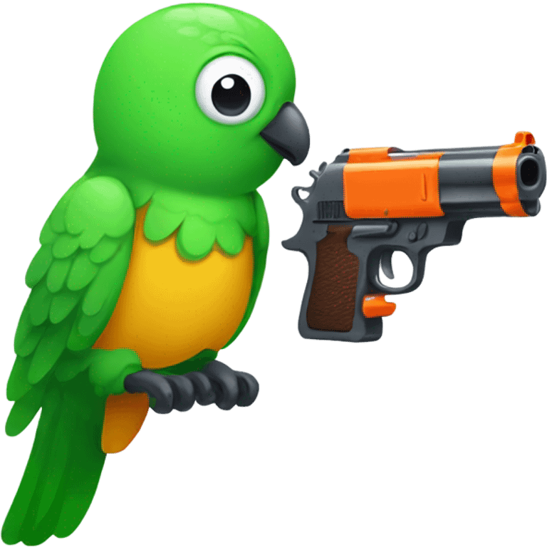 Duolingo bird with waterpistol emoji