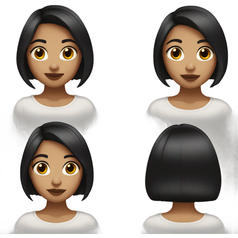 An 18-year-old girl with dark brown hair in a bob cut, a nose piercing, fair skin, dark brown eyes, and beautiful lips. emoji