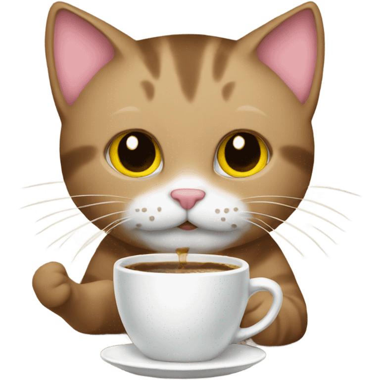 Kitty drinking coffee  emoji