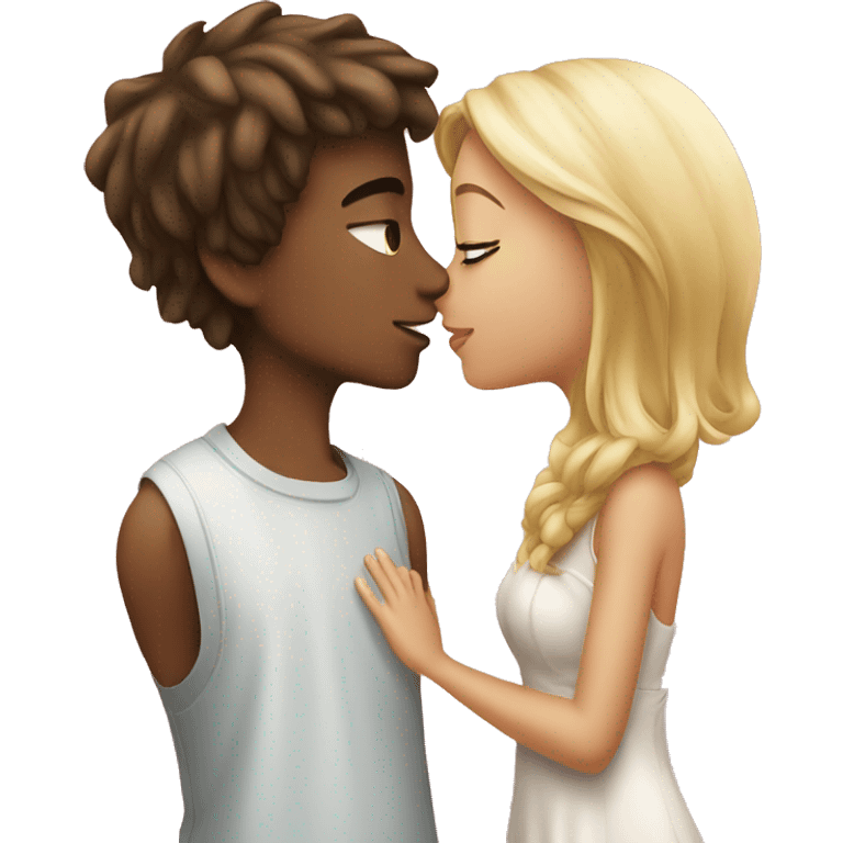 beautiful girl and boy kissing emoji