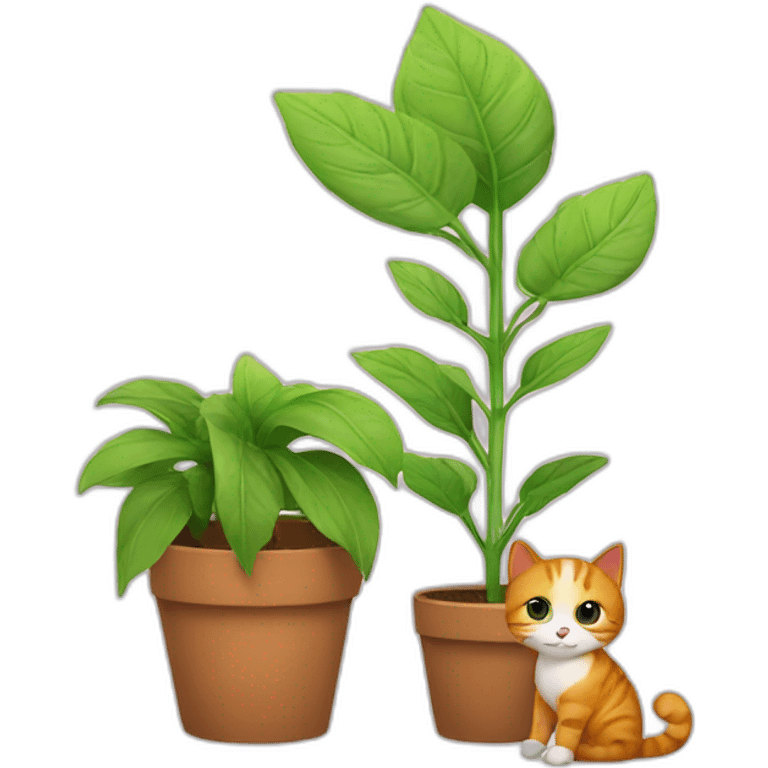 a plant and a cat emoji