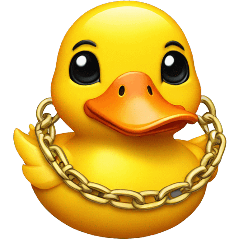 yellow duck with orange beak and gold chain around its neck with helicopter helmet emoji