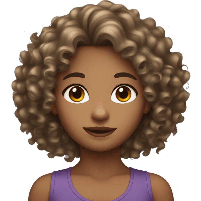 curly hair medium skin toned girl emoji