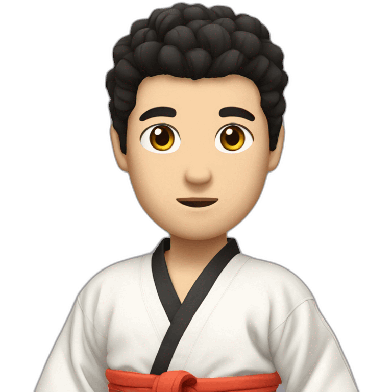 man dressed in karate kimono, with light brown skin, black hair, with spikes emoji