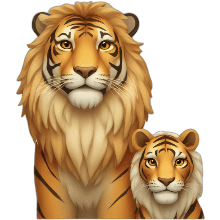 Tiger and Lion live couple emoji