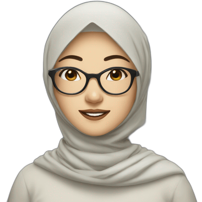 Beauty asian woman wear hijab and glasses smiling emoji