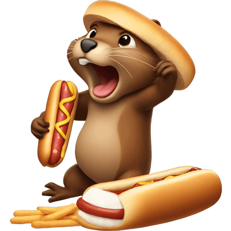 beaver eating hot dog emoji