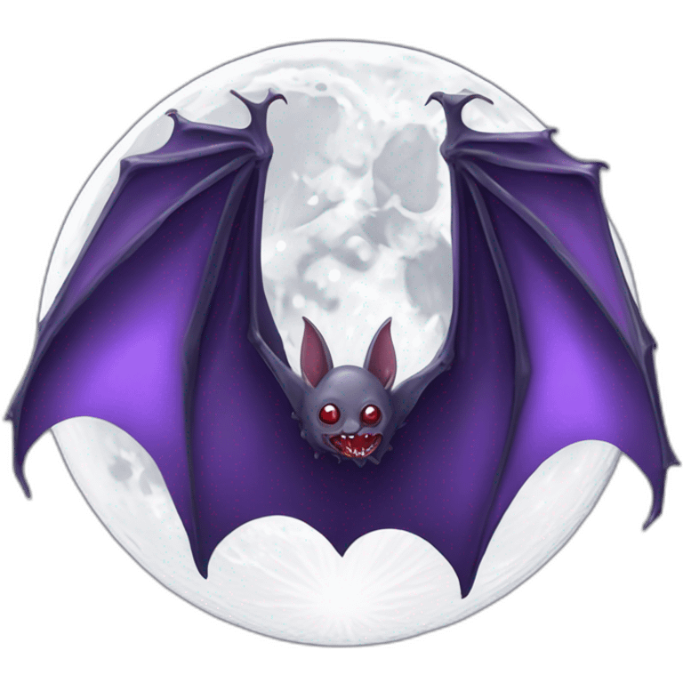 purple dripping vampire bat wings flying  in front of large realistic white and grey full moon emoji