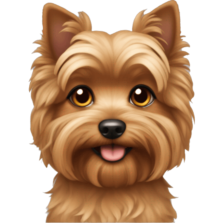 small dog with curly tan fur. longer ears. yorkie bicon mix. emoji