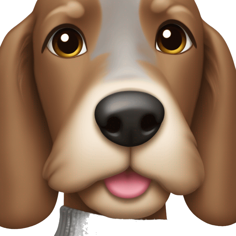 a brown and tan daschshound with midlong hair and a grey wool sweater emoji