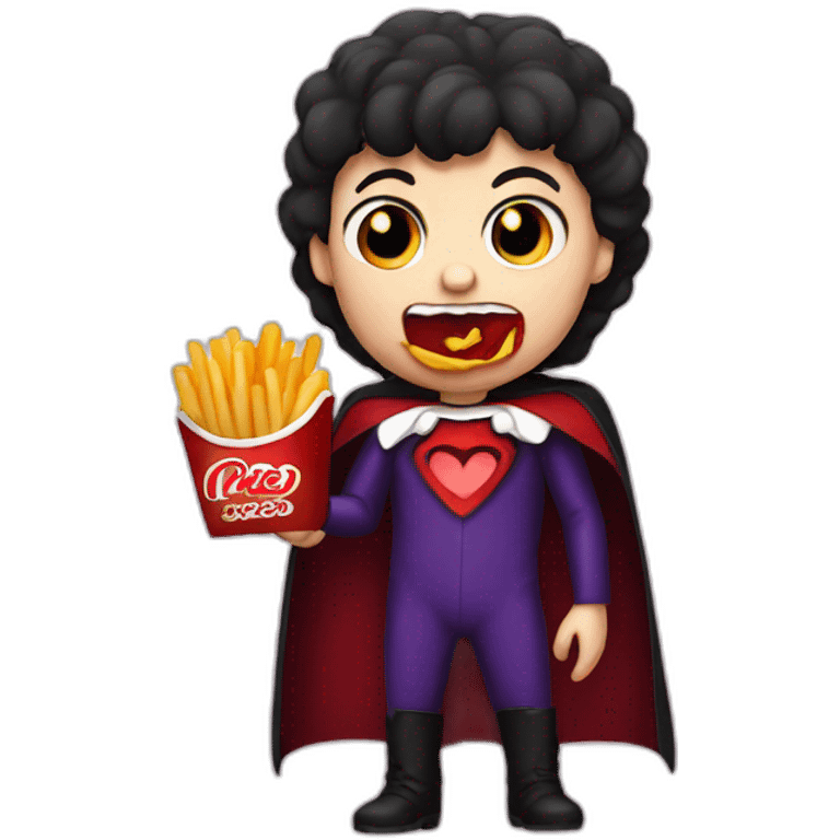 Cute vampire eating fries emoji