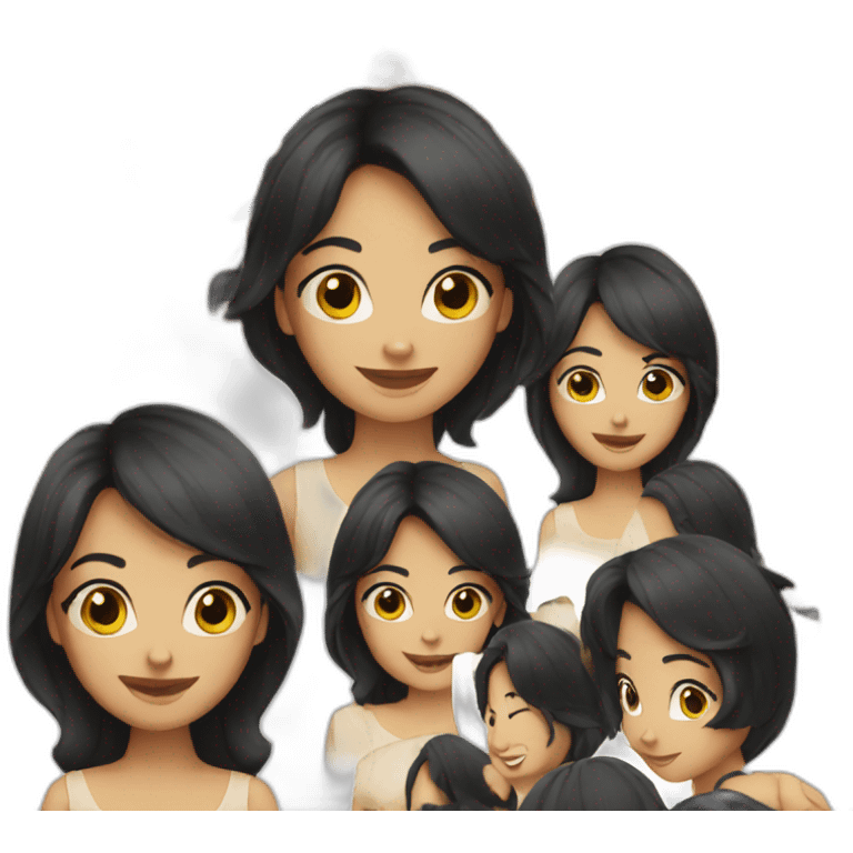 A woman with black hair, Happy  emoji