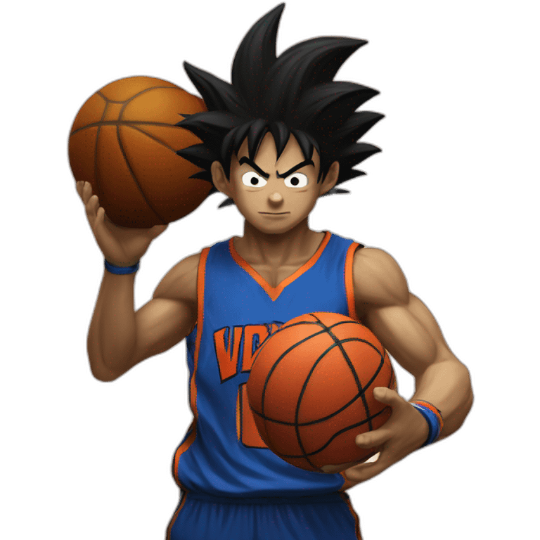 Goku jugando basket con yoda y venom emoji