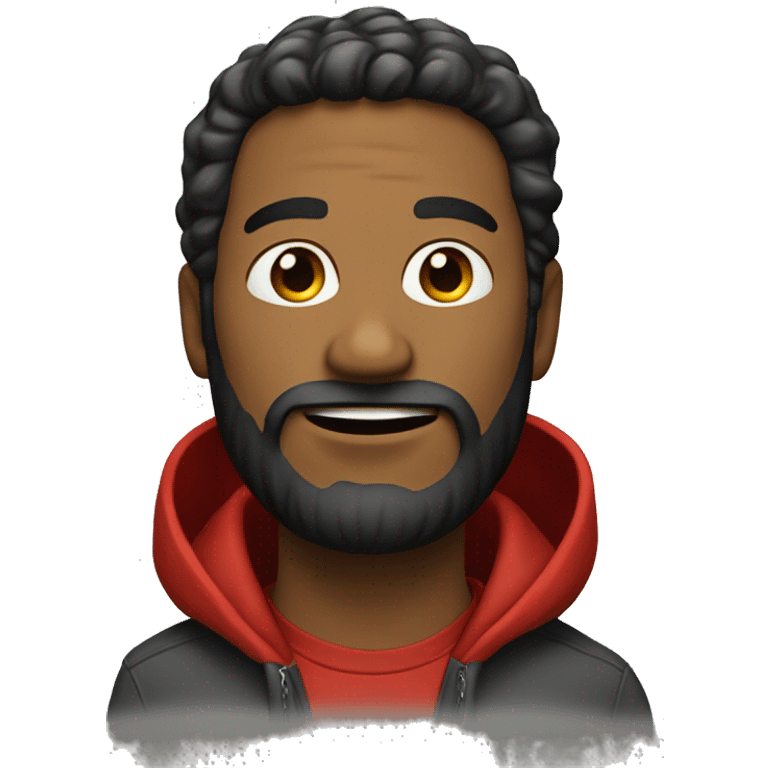 man with waves and a beard with red hoodie on emoji