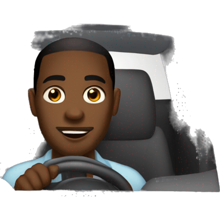 Black guy driving a car emoji