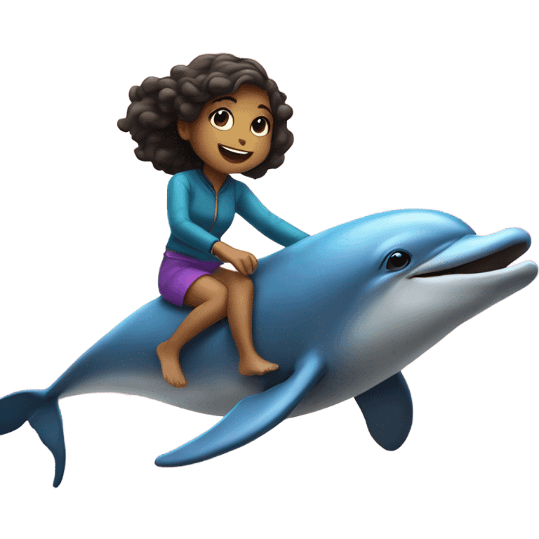 Girl riding a dolphin in the galaxy emoji