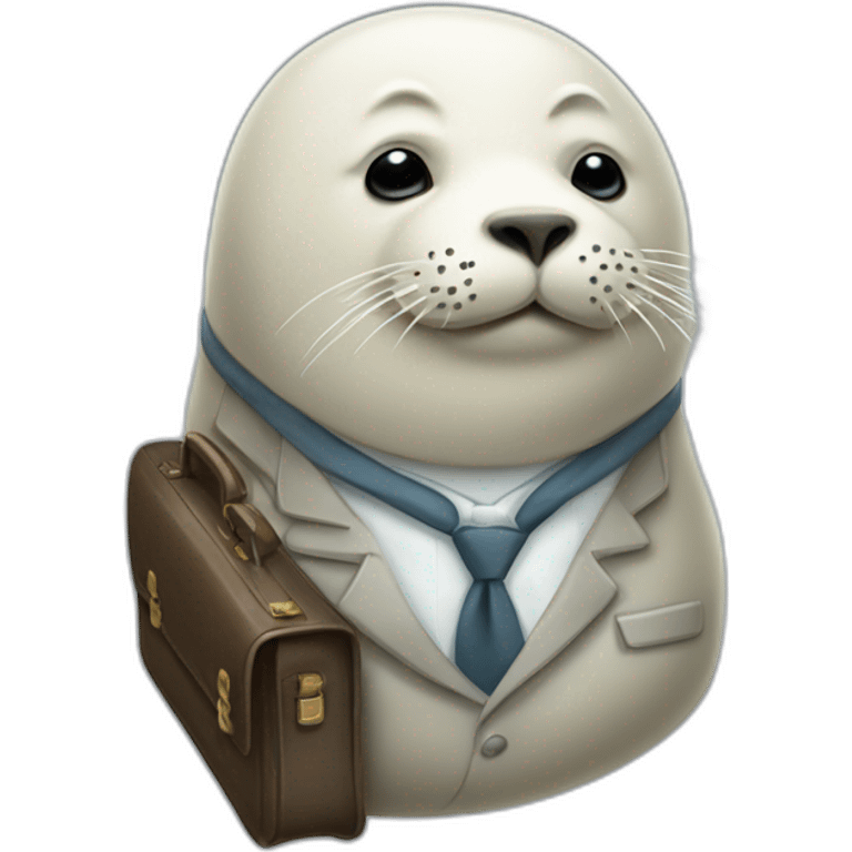 White old seal in tie and with briefcase and closed eyes emoji