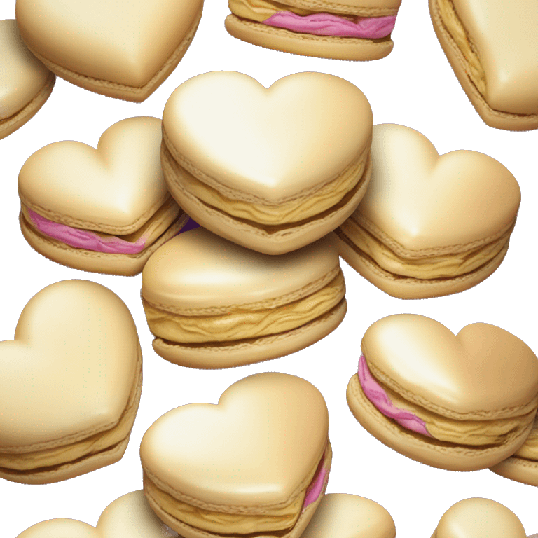 Realistic heart shaped metallic macaron cookies stacked on top of each other emoji