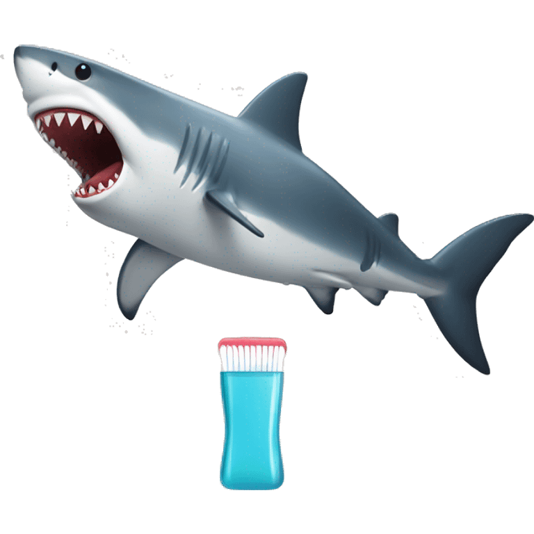 shark with toothbrush emoji