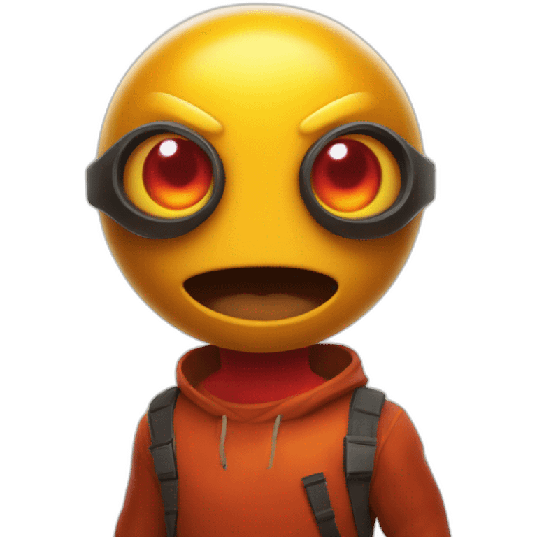 the Burny Games character, a cartoonish yellow-orange figure with a dome-shaped body, flames on its top, big dark eyes, and a playful red tongue emoji