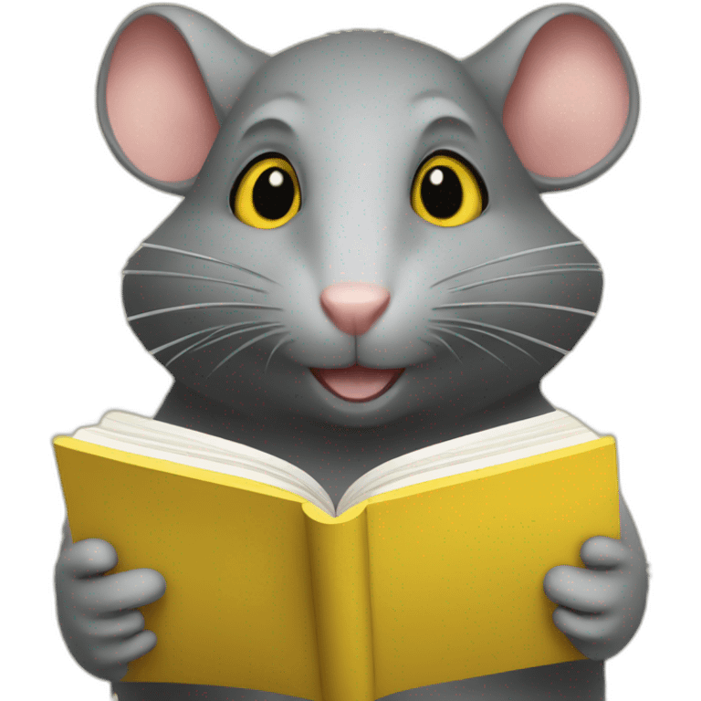 A rat reads a yellow book emoji