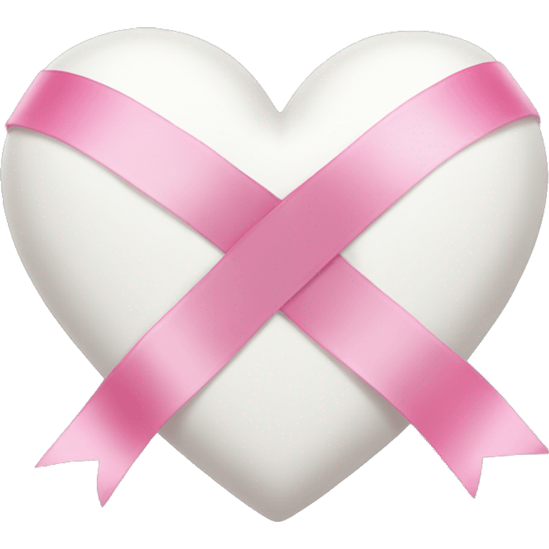 White heart with pink ribbon  emoji