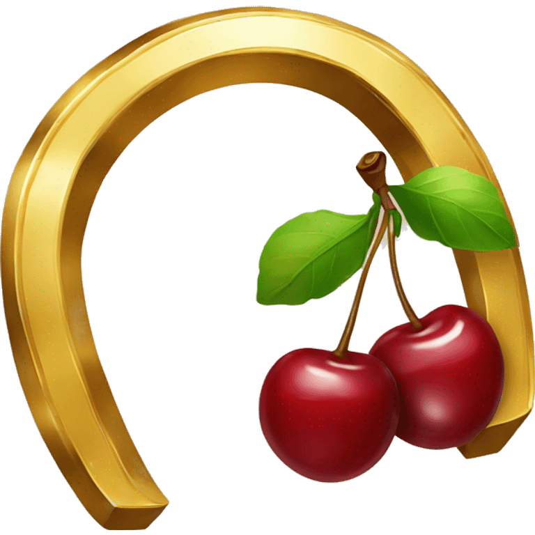 Gold lucky Horseshoe and pair of cherries  emoji