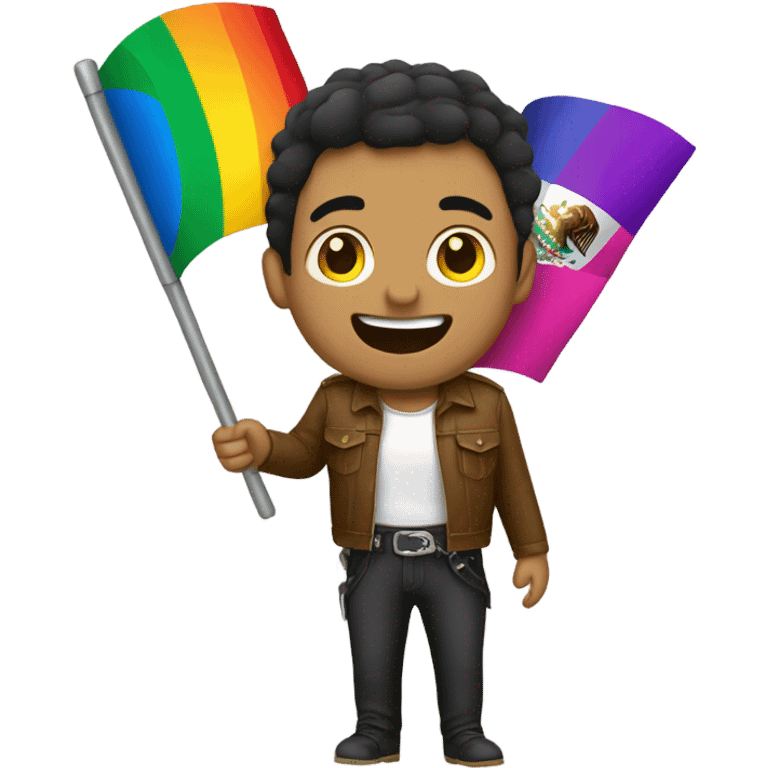 Mexican Holding Gay pride flag emoji