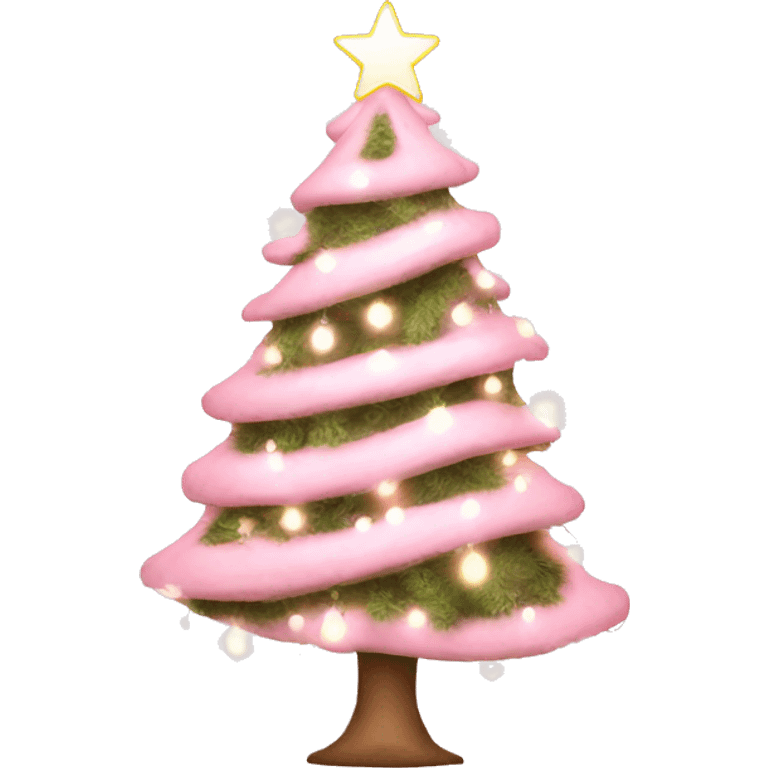 baby pink christmas tree with lights  emoji