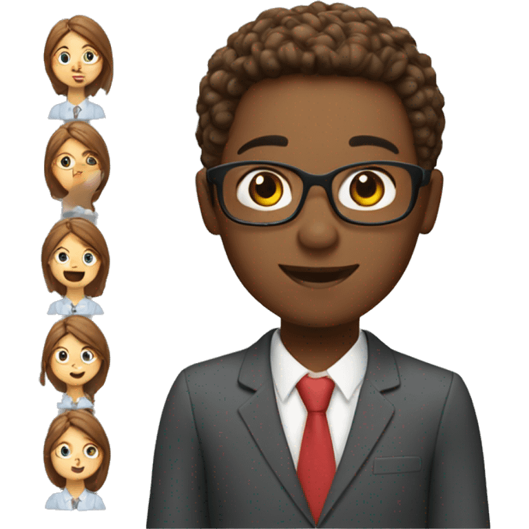 young teacher with chestnuthair teaching pupils  emoji