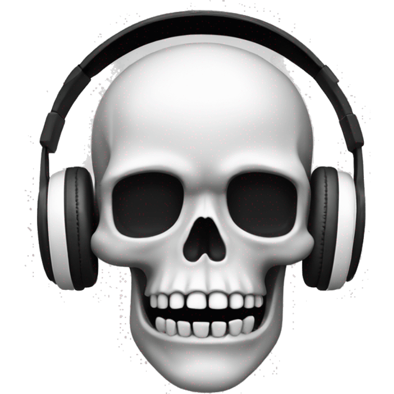 BLACK SKULL WITH WHITE HEADPHONES  emoji