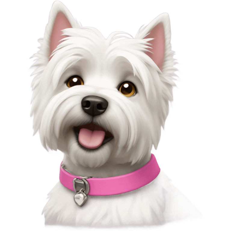 west highland terrier with pink collar  emoji