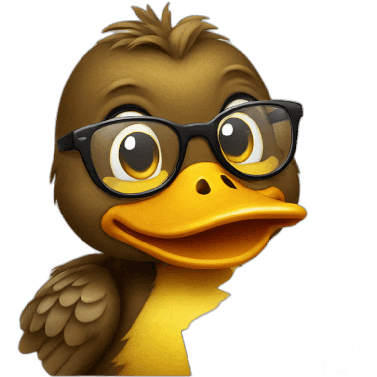 Duck with glasses Reading a book emoji