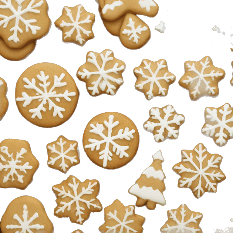 Christmas brown and white cookies with snowflakes emoji