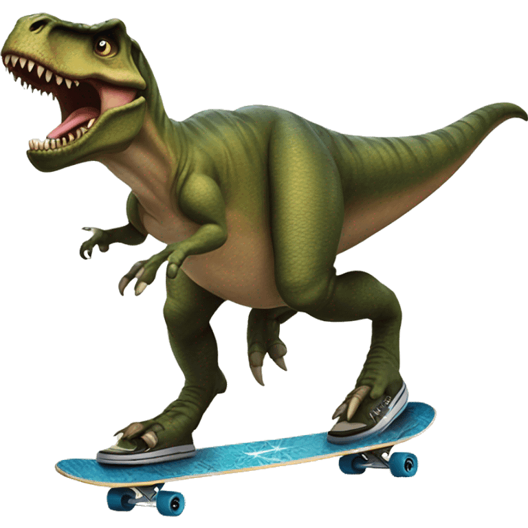 T-rex riding a skateboard emoji