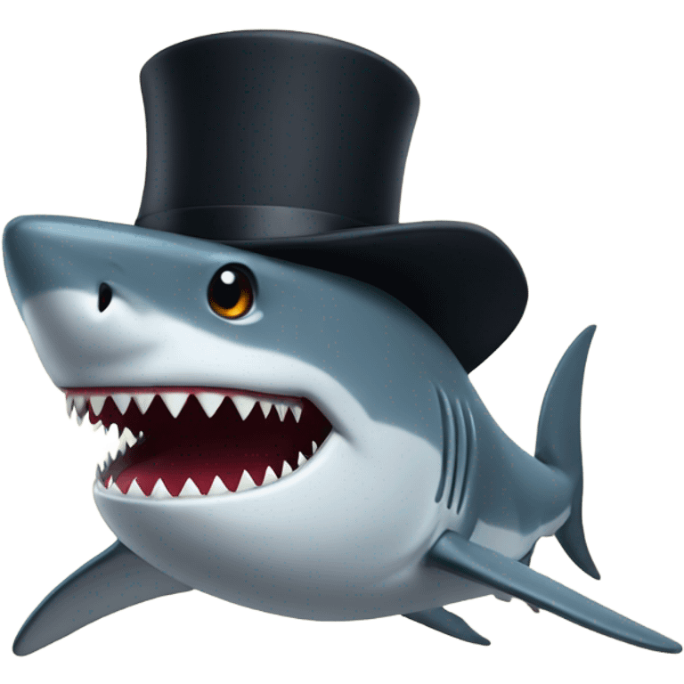 Shark with a top hat emoji