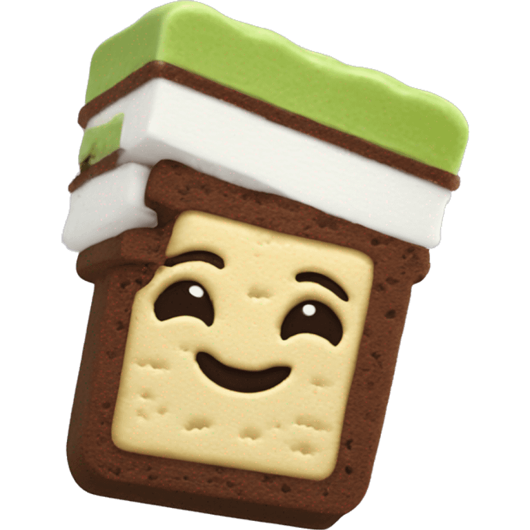 pistachio and chocolate ice cream sandwich that is 3d and detailed emoji