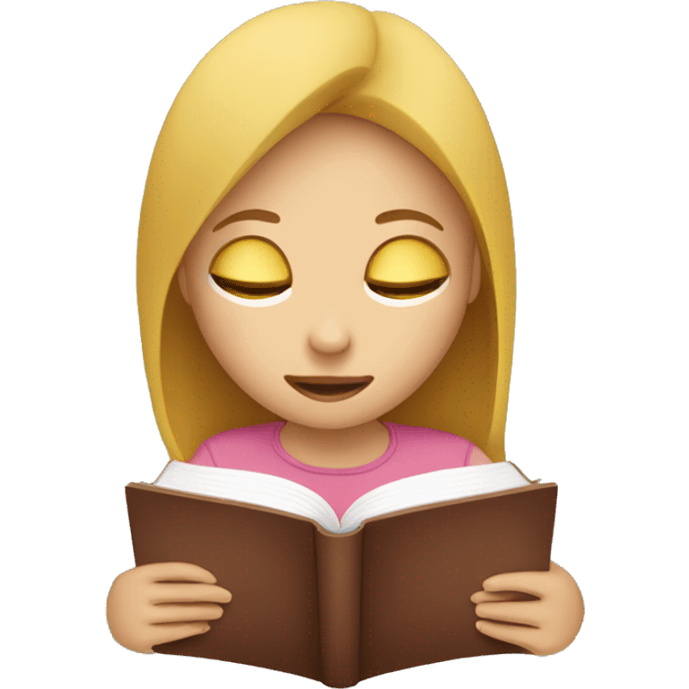 a girl reading Open book  covering her face, only her eyes are visible  emoji