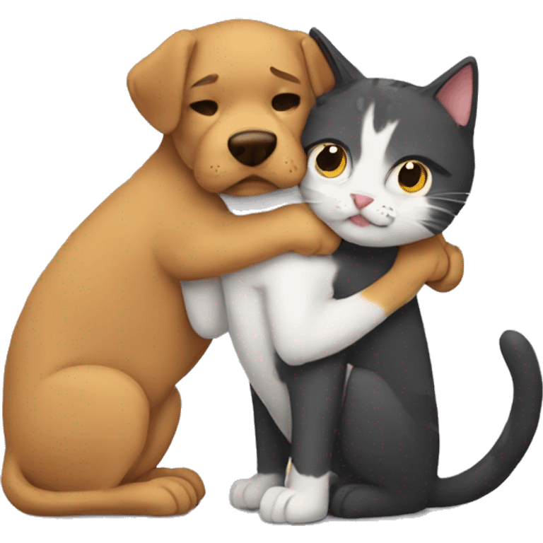 dog hug cat emoji