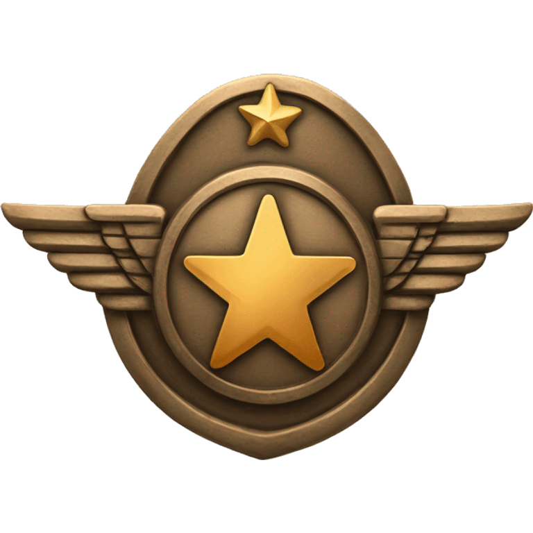 Bronze military badge with a star and wings behind emoji