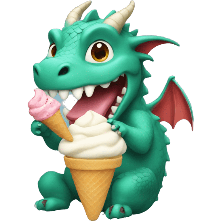 Dragon eating ice cream emoji